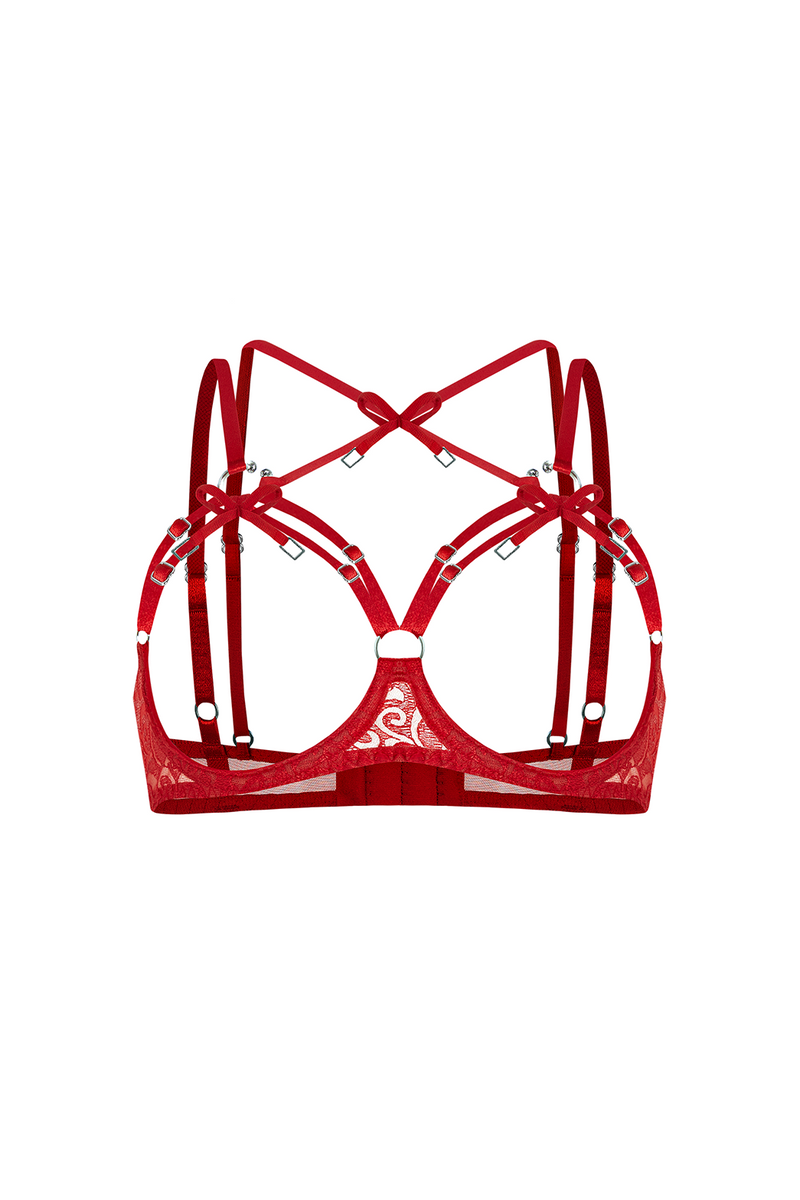 Aurora Red Open Cup Bra