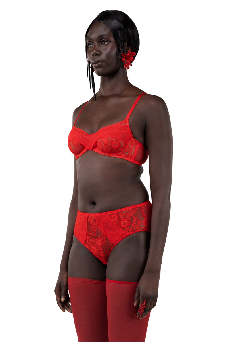 Elain Red High-Waisted Brief