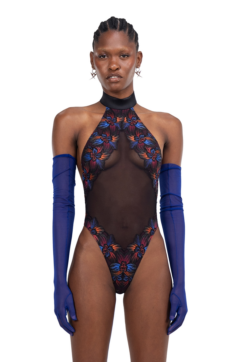 Laia Dark Blue Halter Bodysuit